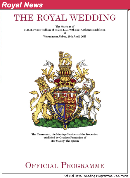 Here it is folks the Official Royal Wedding Program from the Prince 